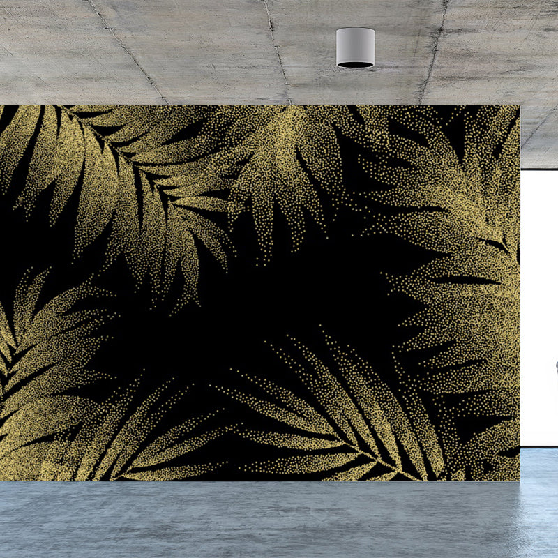Gold Tropical Mural Wallpaper Giant Botanical Pattern Wall Decor for Living Room Gold Clearhalo 'Wall Decor' 'Wall Mural' 1619306
