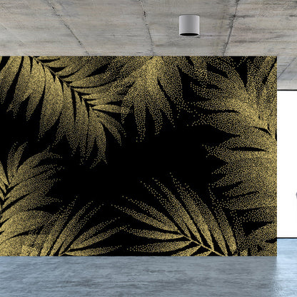 Gold Tropical Mural Wallpaper Giant Botanical Pattern Wall Decor for Living Room Gold Clearhalo 'Wall Decor' 'Wall Mural' 1619306