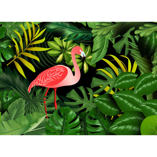 Extra Large Flamingo Mural Green Non-Woven Wall Art for Home Decor, Personalised Clearhalo 'Wall Decor' 'Wall Mural' 1619329