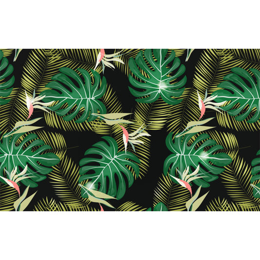 Tropical Leaves Pattern Mural Decal Green Dining Bedroom Wall Covering, Personalized Clearhalo 'Wall Decor' 'Wall Mural' 1619364