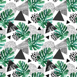 Tropical Leaves Mural Decal Green Living Room Wall Covering, Custom Size Available Clearhalo 'Wall Decor' 'Wall Mural' 1619369