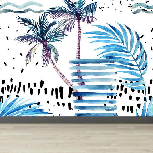 Coconut Tree Wall Mural Tropical Washable Living Room Wall Covering, Personalize