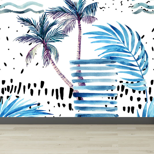 Coconut Tree Wall Mural Tropical Washable Living Room Wall Covering, Personalize Clearhalo 'Wall Decor' 'Wall Mural' 1619373