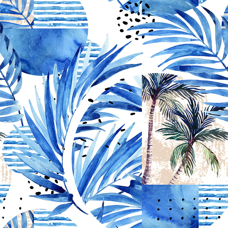 Green Leaves Pattern Mural Wallpaper Stain Resistant Tropical Dining Room Wall Covering Clearhalo 'Wall Decor' 'Wall Mural' 1619384