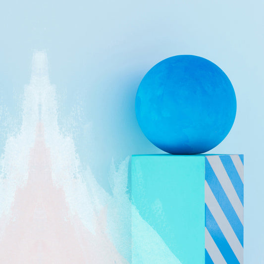 Creative Sphere and Cuboid Mural Wallpaper Blue Three-Dimensional Space Wall Covering Clearhalo 'Wall Decor' 'Wall Mural' 1619424