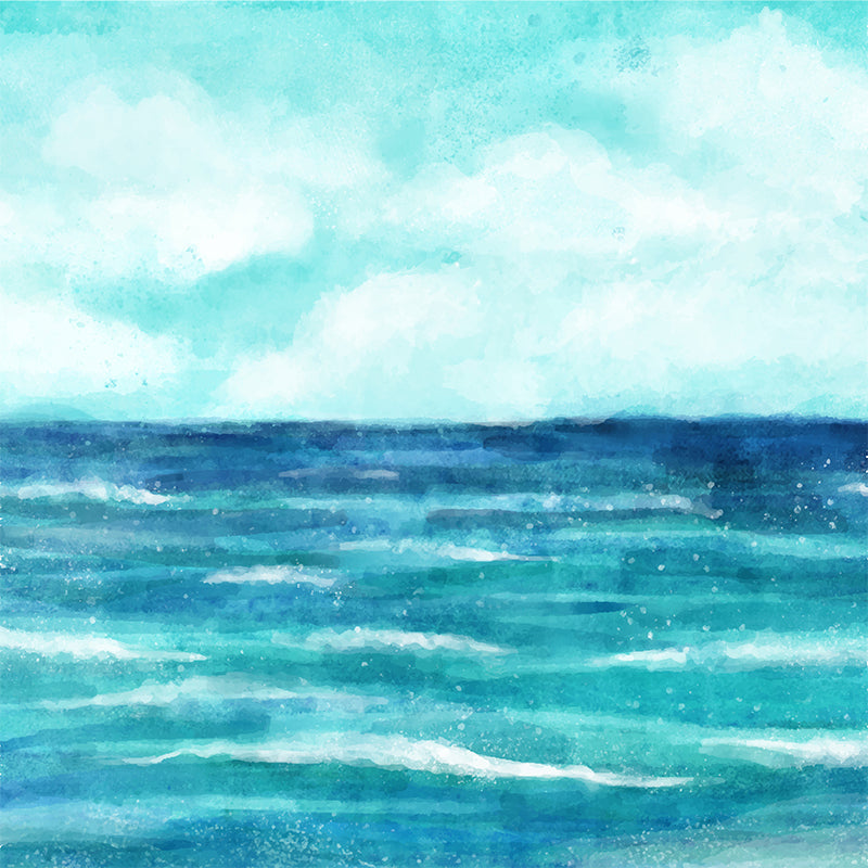 Watercolor Ocean Mural Decal Modern Non-Woven Textured Wall Decor in Light Color Clearhalo 'Wall Decor' 'Wall Mural' 1619429