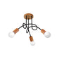 Open Bulb Metal Ceiling Flush Mount Loft Industrial 3/5 Lights Indoor Semi Mount Lighting with Wooden Cap Clearhalo 'Ceiling Lights' 'Close To Ceiling Lights' 'Close to ceiling' 'Semi-flushmount' Lighting' 161944