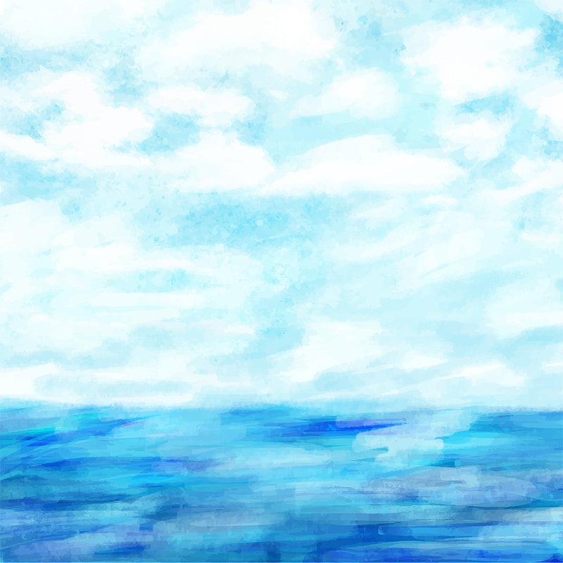 Watercolor Ocean Mural Decal Modern Non-Woven Textured Wall Decor in Light Color Clearhalo 'Wall Decor' 'Wall Mural' 1619444