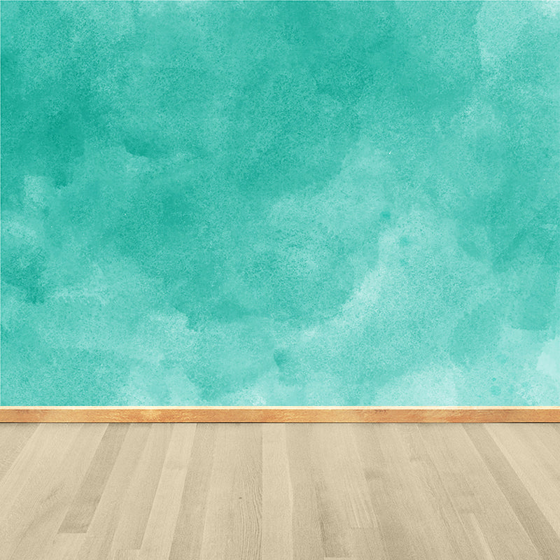 Modern Watercolor Mural Decal for Girls Bedroom Personalised Wall Art in Soft Color Aqua Clearhalo 'Wall Decor' 'Wall Mural' 1619466