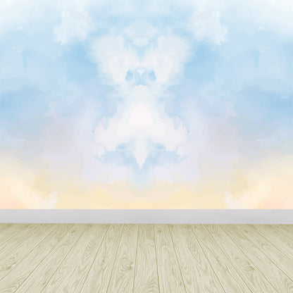 Modern Watercolor Mural Decal for Girls Bedroom Personalised Wall Art in Soft Color Blue Clearhalo 'Wall Decor' 'Wall Mural' 1619471