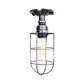 Black/Bronze 1 Bulb Semi-Flush Mount Light Vintage Metal Wire Guard Ceiling Mounted Light for Corridor Clearhalo 'Ceiling Lights' 'Close To Ceiling Lights' 'Close to ceiling' 'Semi-flushmount' Lighting' 162012