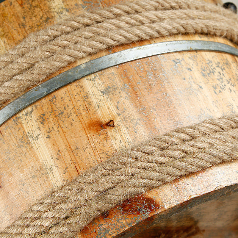 Drum Shape Chandeliers Five-light Retro Style Wood Hanging Lights in Beige Color for Agritainment Clearhalo 'Ceiling Lights' 'Chandeliers' Lighting' options 162109