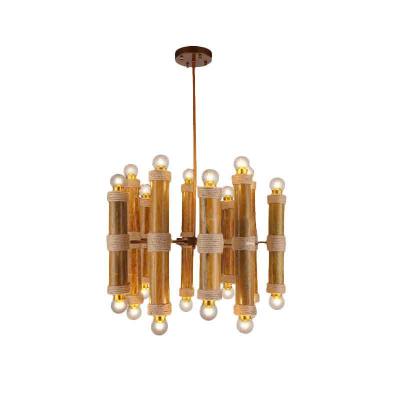 Antique Tube Shade Hanging Lamps Multi-light Bamboo Chandeliers in Brass for Living Room Clearhalo 'Cast Iron' 'Ceiling Lights' 'Chandeliers' 'Industrial Chandeliers' 'Industrial' 'Metal' 'Middle Century Chandeliers' 'Rustic Chandeliers' 'Tiffany' Lighting' 162113