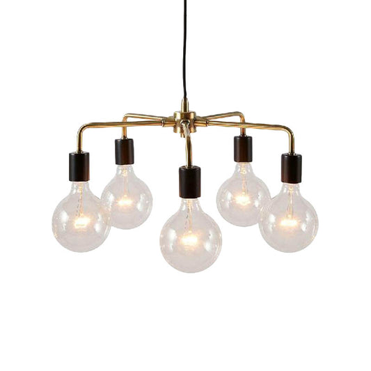 Metallic Exposed Chandelier Lamp Industrial Multi Light Living Room Hanging Light Fixture in Gold Clearhalo 'Ceiling Lights' 'Chandeliers' 'Glass shade' 'Glass' 'Industrial Chandeliers' 'Industrial' 'Middle Century Chandeliers' 'Pendant Lights' 'Tiffany' Lighting' 162161