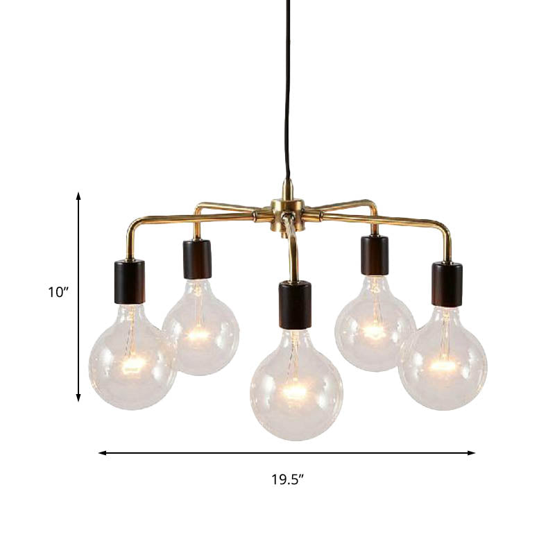 Metallic Exposed Chandelier Lamp Industrial Multi Light Living Room Hanging Light Fixture in Gold Clearhalo 'Ceiling Lights' 'Chandeliers' 'Glass shade' 'Glass' 'Industrial Chandeliers' 'Industrial' 'Middle Century Chandeliers' 'Pendant Lights' 'Tiffany' Lighting' 162162