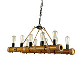 Linear Living Room Pendant Light Bamboo Ten-light Vintage Island Light in Beige Color Clearhalo 'Ceiling Lights' 'Island Lights' Lighting' 162178