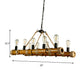 Linear Living Room Pendant Light Bamboo Ten-light Vintage Island Light in Beige Color Clearhalo 'Ceiling Lights' 'Island Lights' Lighting' 162179