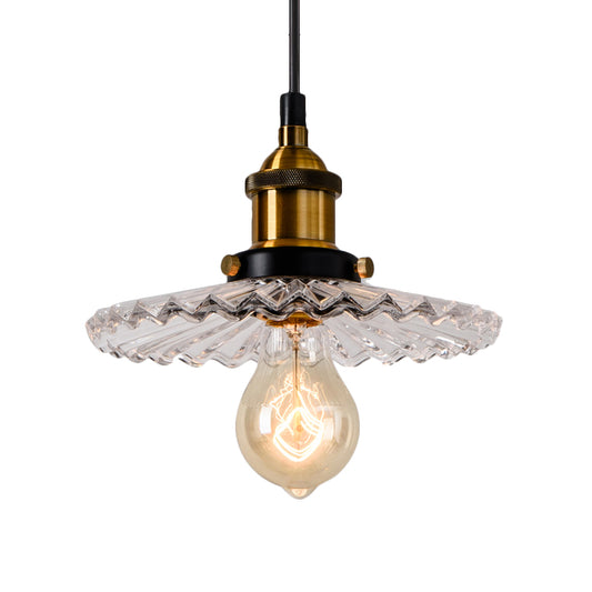 Brass 1 Light Pendant Lighting Industrial Ribbed Glass Cone Hanging Lamp for Indoor Clearhalo 'Art Deco Pendants' 'Cast Iron' 'Ceiling Lights' 'Ceramic' 'Crystal' 'Industrial Pendants' 'Industrial' 'Metal' 'Middle Century Pendants' 'Pendant Lights' 'Pendants' 'Tiffany' Lighting' 162214