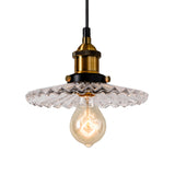 Brass 1 Light Pendant Lighting Industrial Ribbed Glass Cone Hanging Lamp for Indoor Clearhalo 'Art Deco Pendants' 'Cast Iron' 'Ceiling Lights' 'Ceramic' 'Crystal' 'Industrial Pendants' 'Industrial' 'Metal' 'Middle Century Pendants' 'Pendant Lights' 'Pendants' 'Tiffany' Lighting' 162214