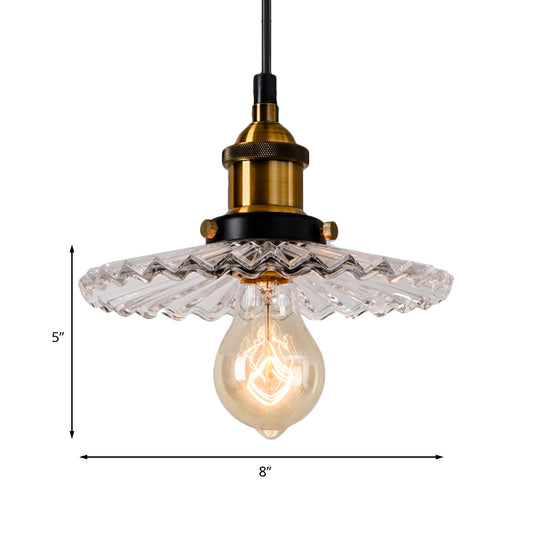 Brass 1 Light Pendant Lighting Industrial Ribbed Glass Cone Hanging Lamp for Indoor Clearhalo 'Art Deco Pendants' 'Cast Iron' 'Ceiling Lights' 'Ceramic' 'Crystal' 'Industrial Pendants' 'Industrial' 'Metal' 'Middle Century Pendants' 'Pendant Lights' 'Pendants' 'Tiffany' Lighting' 162215