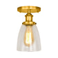 One Bulb Light Fixtures Ceiling Industrial Cone Clear Glass Semi Flush Mount Lighting in Silver/Brass/Rust Clearhalo 'Ceiling Lights' 'Close To Ceiling Lights' 'Close to ceiling' 'Glass shade' 'Glass' 'Semi-flushmount' Lighting' 162257