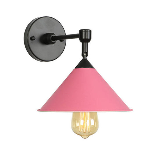 Black/Gray Conical Sconce Light Industrial Stylish Metallic 1 Head Bathroom Wall Sconce Lamp Clearhalo 'Cast Iron' 'Glass' 'Industrial' 'Modern wall lights' 'Modern' 'Tiffany' 'Traditional wall lights' 'Wall Lamps & Sconces' 'Wall Lights' Lighting' 162280
