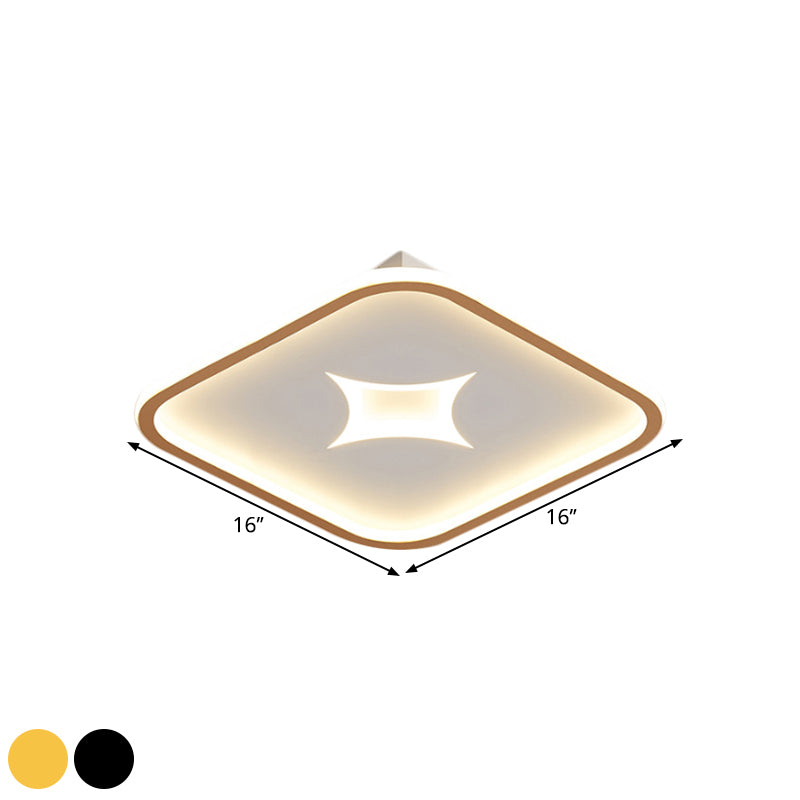 Round/Rectangle Flush Mount Modernist Metallic Black/Gold LED Flush Ceiling Light in White Light, 16"/19.5"/37.5" W Clearhalo 'Ceiling Lights' 'Close To Ceiling Lights' 'Close to ceiling' 'Flush mount' Lighting' 1623317