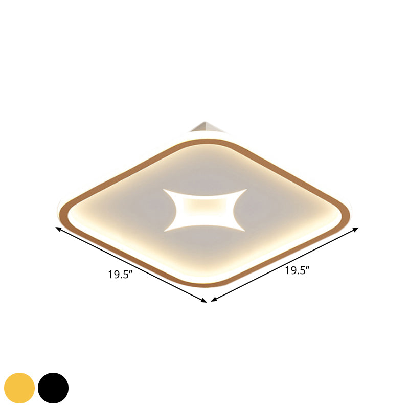 Round/Rectangle Flush Mount Modernist Metallic Black/Gold LED Flush Ceiling Light in White Light, 16"/19.5"/37.5" W Clearhalo 'Ceiling Lights' 'Close To Ceiling Lights' 'Close to ceiling' 'Flush mount' Lighting' 1623318