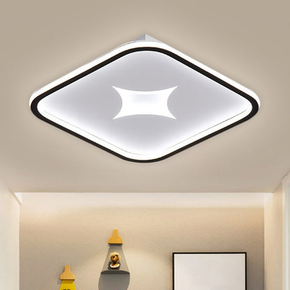 Round/Rectangle Flush Mount Modernist Metallic Black/Gold LED Flush Ceiling Light in White Light, 16"/19.5"/37.5" W Black White Clearhalo 'Ceiling Lights' 'Close To Ceiling Lights' 'Close to ceiling' 'Flush mount' Lighting' 1623319