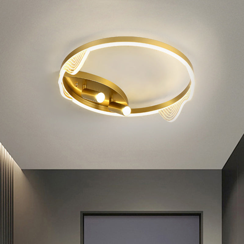 16"/19.5" W Circle Ceiling Fixture Simple Metal LED Restaurant Flush Mount Lighting in Gold, Warm/White Light Clearhalo 'Ceiling Lights' 'Close To Ceiling Lights' 'Close to ceiling' 'Flush mount' Lighting' 1623338