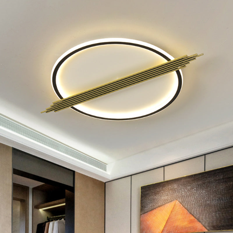 Modern LED Flushmount Lighting Gold-Black Circle Ceiling Mounted Fixture with Acrylic Shade in Warm/White Light, 24.5"/28.5" W - Gold-Black - Clearhalo - 'Ceiling Lights' - 'Close To Ceiling Lights' - 'Close to ceiling' - 'Flush mount' - Lighting' - 1623347