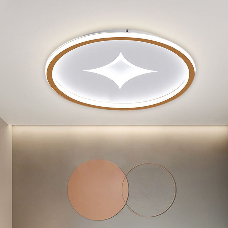 16"/19.5" W Ultra Slim Bedroom Flush Mount Metal LED Contemporary Ceiling Light Fixture in Black/Gold, Warm/White Light Gold Clearhalo 'Ceiling Lights' 'Close To Ceiling Lights' 'Close to ceiling' 'Flush mount' Lighting' 1623361