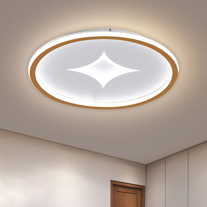 16"/19.5" W Ultra Slim Bedroom Flush Mount Metal LED Contemporary Ceiling Light Fixture in Black/Gold, Warm/White Light Clearhalo 'Ceiling Lights' 'Close To Ceiling Lights' 'Close to ceiling' 'Flush mount' Lighting' 1623362