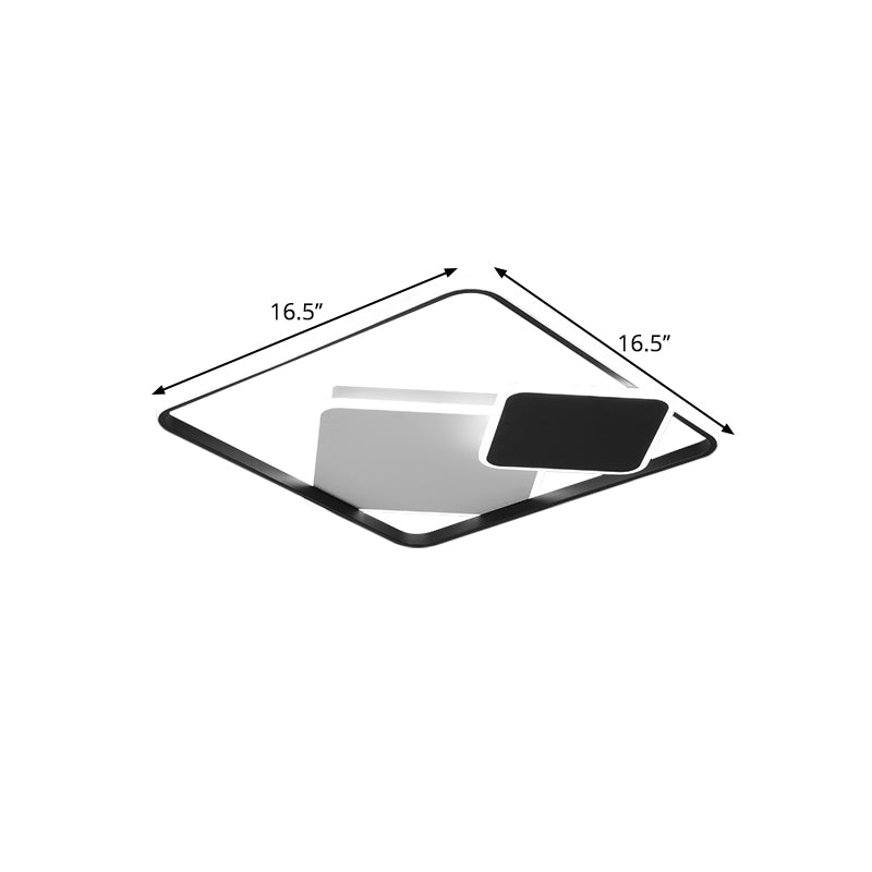 Square Bedroom Flush Light Metal LED Minimalism Flush Mount Lighting in Black, 16.5"/20.5" Wide (The customization will be 7 days) Clearhalo 'Ceiling Lights' 'Close To Ceiling Lights' 'Close to ceiling' 'Flush mount' Lighting' 1623382