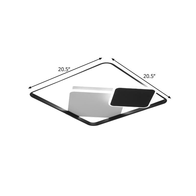 Square Bedroom Flush Light Metal LED Minimalism Flush Mount Lighting in Black, 16.5"/20.5" Wide (The customization will be 7 days) Clearhalo 'Ceiling Lights' 'Close To Ceiling Lights' 'Close to ceiling' 'Flush mount' Lighting' 1623383
