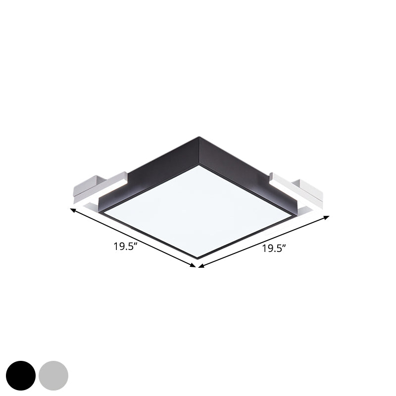 Square Metallic Ceiling Light Fixture Modern Black/White LED Flushmount Lighting in Warm/White Light, 19.5"/23.5" Wide Clearhalo 'Ceiling Lights' 'Close To Ceiling Lights' 'Close to ceiling' 'Flush mount' Lighting' 1623387
