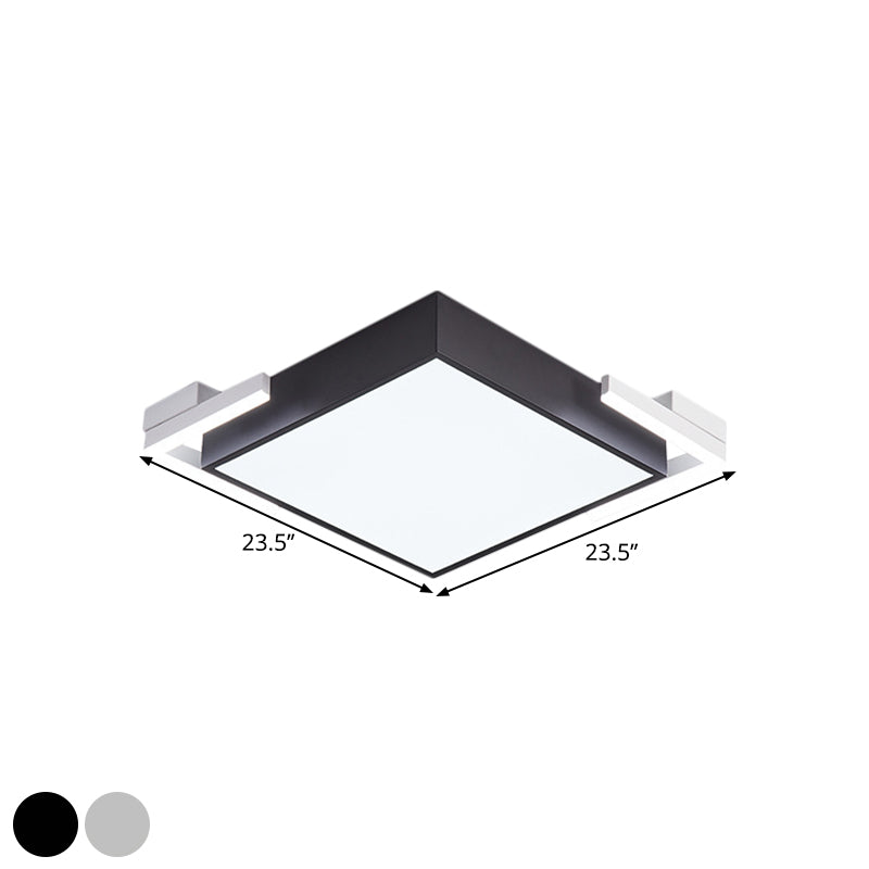 Square Metallic Ceiling Light Fixture Modern Black/White LED Flushmount Lighting in Warm/White Light, 19.5"/23.5" Wide Clearhalo 'Ceiling Lights' 'Close To Ceiling Lights' 'Close to ceiling' 'Flush mount' Lighting' 1623388