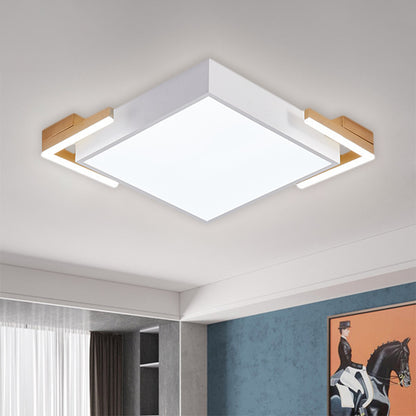 Square Metallic Ceiling Light Fixture Modern Black/White LED Flushmount Lighting in Warm/White Light, 19.5"/23.5" Wide White Clearhalo 'Ceiling Lights' 'Close To Ceiling Lights' 'Close to ceiling' 'Flush mount' Lighting' 1623389