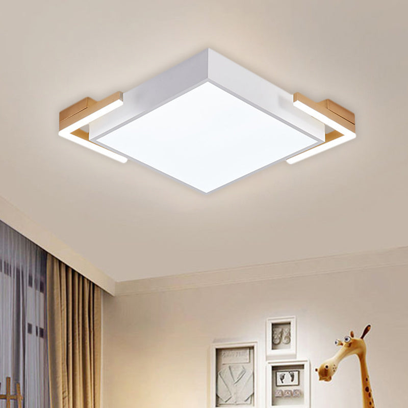 Square Metallic Ceiling Light Fixture Modern Black/White LED Flushmount Lighting in Warm/White Light, 19.5"/23.5" Wide Clearhalo 'Ceiling Lights' 'Close To Ceiling Lights' 'Close to ceiling' 'Flush mount' Lighting' 1623390