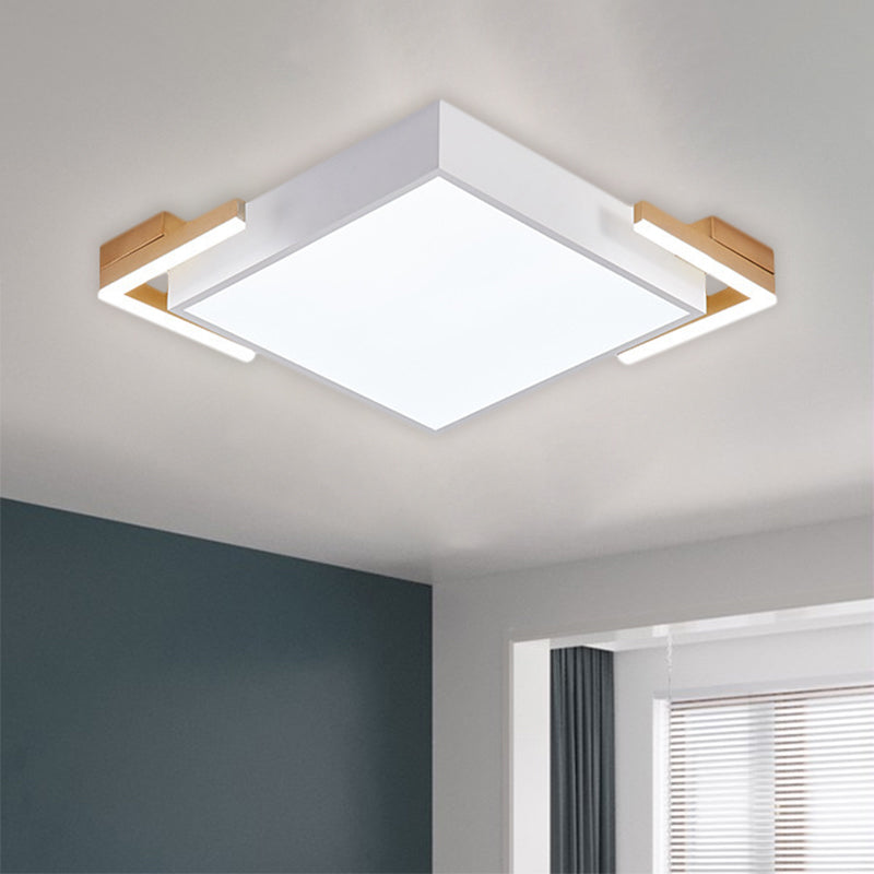 Square Metallic Ceiling Light Fixture Modern Black/White LED Flushmount Lighting in Warm/White Light, 19.5"/23.5" Wide Clearhalo 'Ceiling Lights' 'Close To Ceiling Lights' 'Close to ceiling' 'Flush mount' Lighting' 1623391