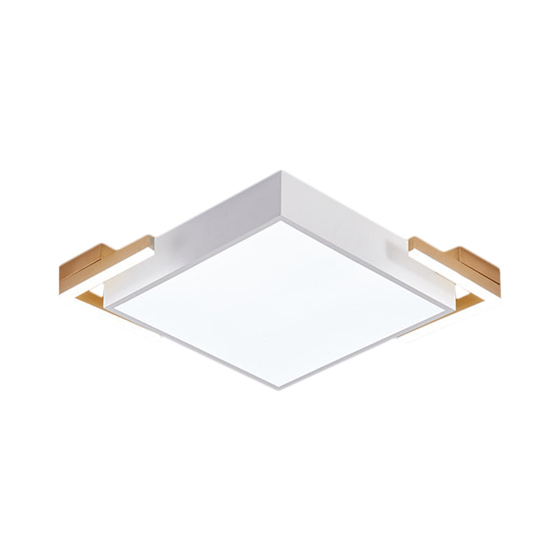 Square Metallic Ceiling Light Fixture Modern Black/White LED Flushmount Lighting in Warm/White Light, 19.5"/23.5" Wide Clearhalo 'Ceiling Lights' 'Close To Ceiling Lights' 'Close to ceiling' 'Flush mount' Lighting' 1623392