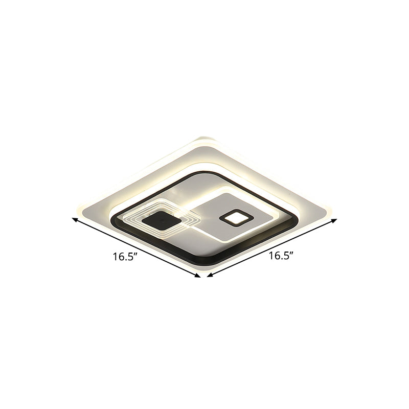 LED Parlor Flush Mount Lamp Minimalism Black Ceiling Flush with Rectangle Metal Shade in Warm/White Light, 16.5"/20.5"/35.5" W Clearhalo 'Ceiling Lights' 'Close To Ceiling Lights' 'Close to ceiling' 'Flush mount' Lighting' 1623404