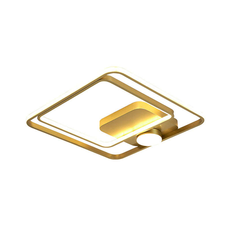 16"/19.5" W Square Ceiling Light Modern Style Metallic Black/Gold LED Flush Mount Lighting Fixture Clearhalo 'Ceiling Lights' 'Close To Ceiling Lights' 'Close to ceiling' 'Semi-flushmount' Lighting' 1623429