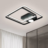 16"/19.5" W Square Ceiling Light Modern Style Metallic Black/Gold LED Flush Mount Lighting Fixture Black Clearhalo 'Ceiling Lights' 'Close To Ceiling Lights' 'Close to ceiling' 'Semi-flushmount' Lighting' 1623432