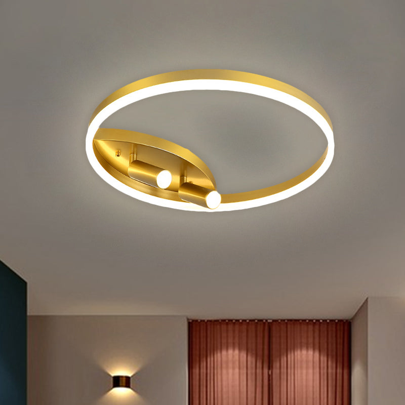 16"/19.5" W Metal Round Ceiling Flush Contemporary LED Gold Flush Mount Spotlight in Warm/White Light for Bedroom Gold Clearhalo 'Ceiling Lights' 'Close To Ceiling Lights' 'Close to ceiling' 'Flush mount' Lighting' 1623479