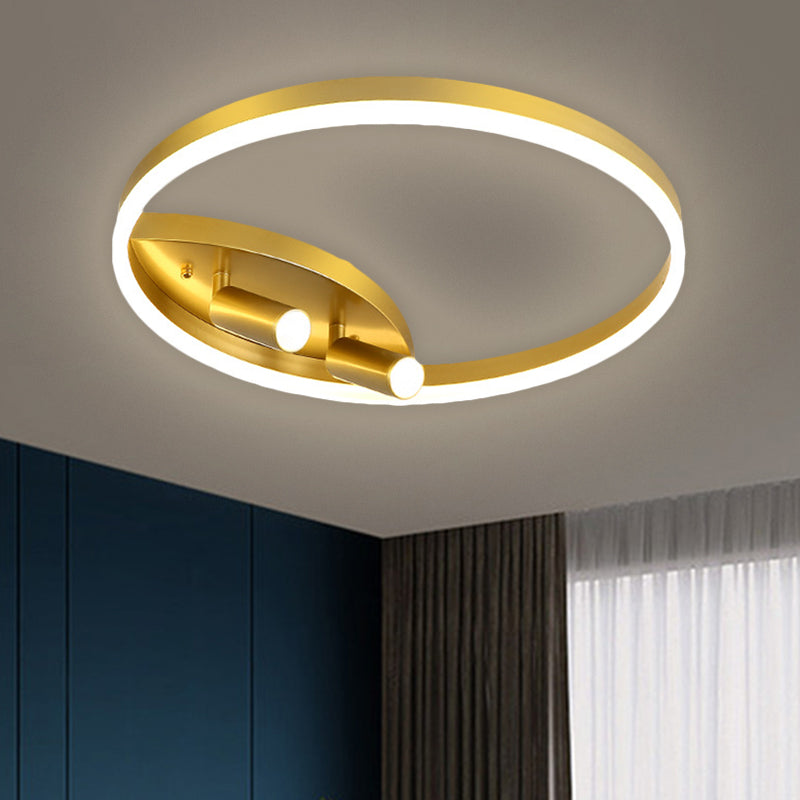 16"/19.5" W Metal Round Ceiling Flush Contemporary LED Gold Flush Mount Spotlight in Warm/White Light for Bedroom Clearhalo 'Ceiling Lights' 'Close To Ceiling Lights' 'Close to ceiling' 'Flush mount' Lighting' 1623480