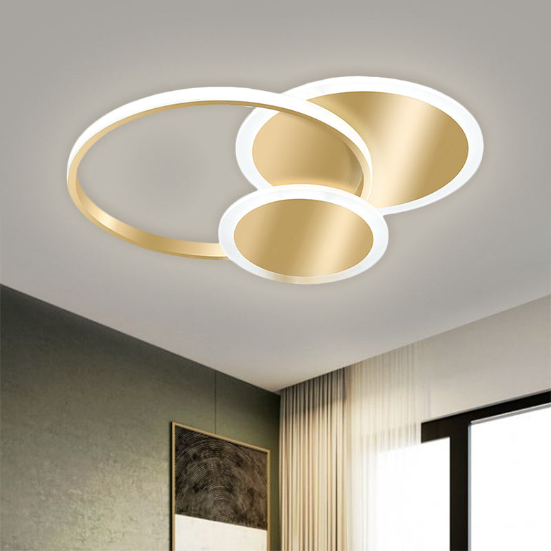 16.5"/20.5" W Round Ceiling Flush Modernist Metallic LED Gold Flush Mount Lamp in Warm/White Light Clearhalo 'Ceiling Lights' 'Close To Ceiling Lights' 'Close to ceiling' 'Flush mount' Lighting' 1623485