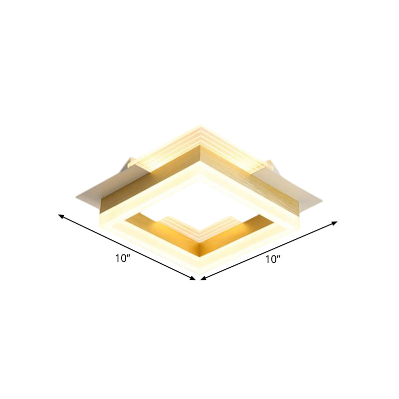 Square Staircase Flush Lamp Metallic LED Modernist Close to Ceiling Lighting in Gold, Warm/White Light Clearhalo 'Ceiling Lights' 'Close To Ceiling Lights' 'Close to ceiling' 'Flush mount' Lighting' 1623492