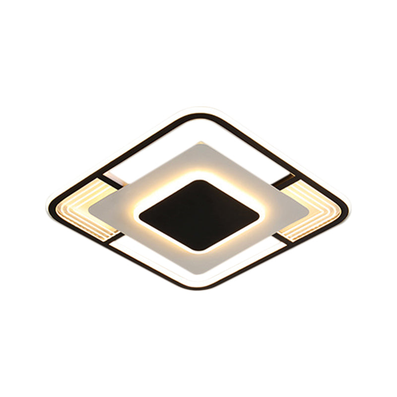 Simple Squared LED Ceiling Fixture Acrylic Sleeping Room Flush Mount Lamp in Black/Gold, Warm/White/3 Color Light Clearhalo 'Ceiling Lights' 'Close To Ceiling Lights' 'Close to ceiling' 'Flush mount' Lighting' 1623510