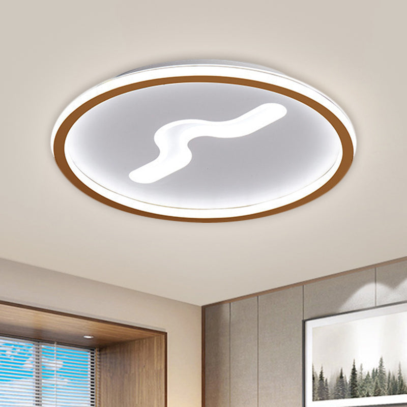 Modern LED 16"/19.5" W Flush Light with Metallic Shade Black/Gold Super Thin Ceiling Light Fixture in Warm/White Light - Gold - Clearhalo - 'Ceiling Lights' - 'Close To Ceiling Lights' - 'Close to ceiling' - 'Flush mount' - Lighting' - 1623516